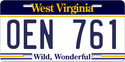 WV license plate OEN761