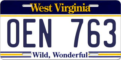 WV license plate OEN763