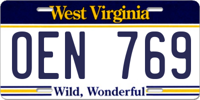 WV license plate OEN769