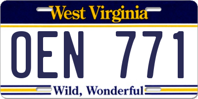 WV license plate OEN771