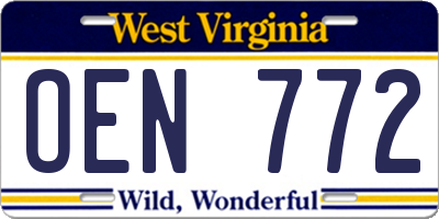 WV license plate OEN772