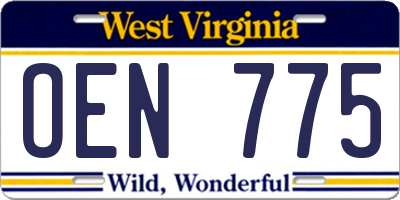 WV license plate OEN775