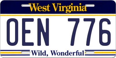 WV license plate OEN776