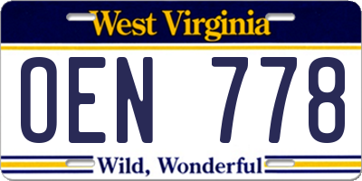 WV license plate OEN778