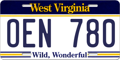 WV license plate OEN780