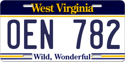 WV license plate OEN782