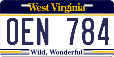 WV license plate OEN784