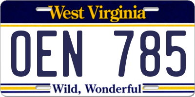 WV license plate OEN785