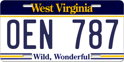 WV license plate OEN787
