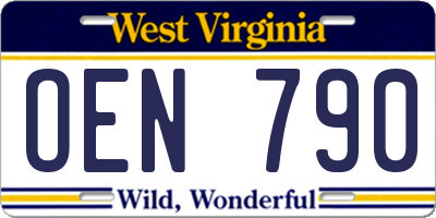 WV license plate OEN790