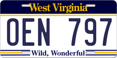 WV license plate OEN797