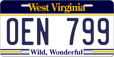 WV license plate OEN799