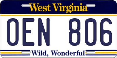 WV license plate OEN806