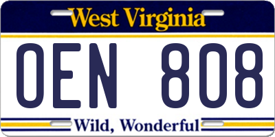 WV license plate OEN808
