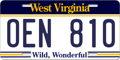 WV license plate OEN810