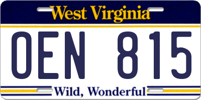 WV license plate OEN815