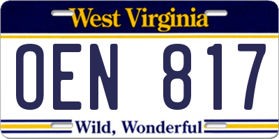 WV license plate OEN817