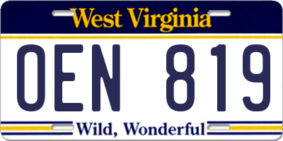 WV license plate OEN819