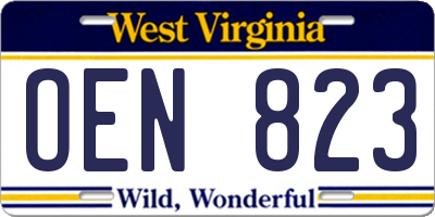 WV license plate OEN823
