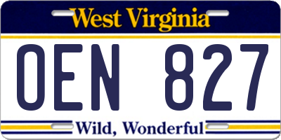 WV license plate OEN827