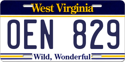 WV license plate OEN829
