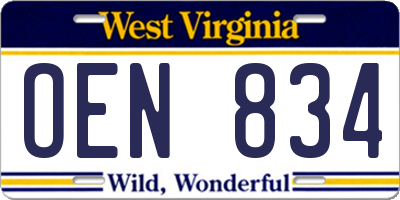 WV license plate OEN834