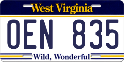 WV license plate OEN835