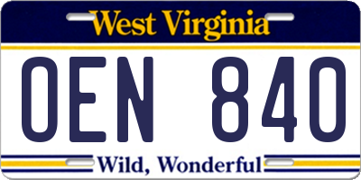WV license plate OEN840