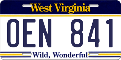 WV license plate OEN841