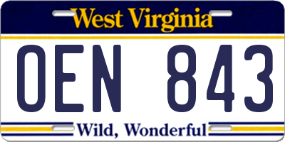 WV license plate OEN843