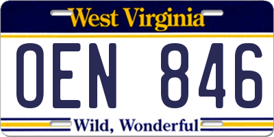 WV license plate OEN846