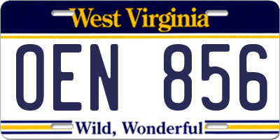 WV license plate OEN856