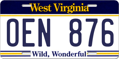 WV license plate OEN876