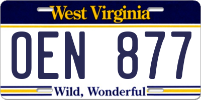 WV license plate OEN877