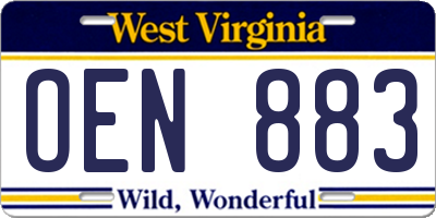 WV license plate OEN883