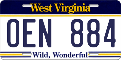 WV license plate OEN884
