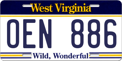 WV license plate OEN886