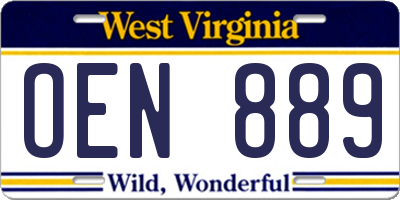 WV license plate OEN889