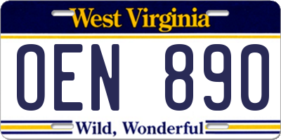 WV license plate OEN890
