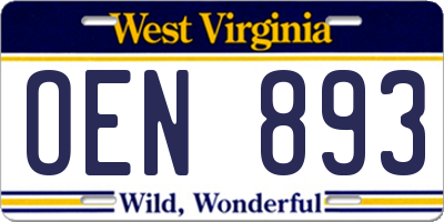 WV license plate OEN893