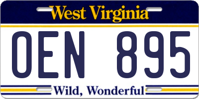 WV license plate OEN895