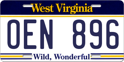 WV license plate OEN896