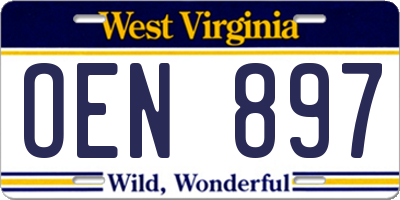 WV license plate OEN897