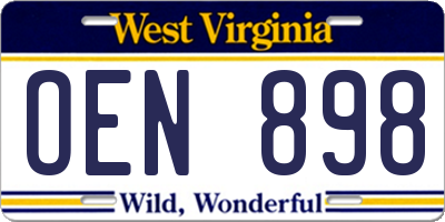 WV license plate OEN898