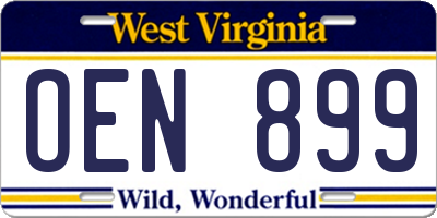 WV license plate OEN899