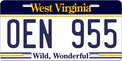 WV license plate OEN955