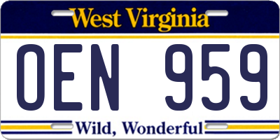 WV license plate OEN959