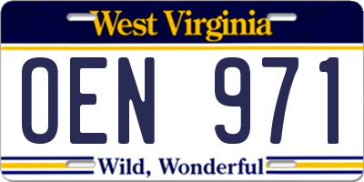 WV license plate OEN971