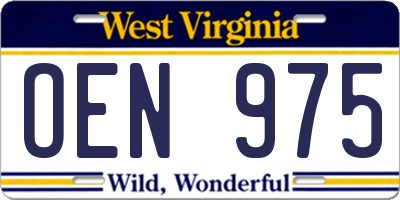 WV license plate OEN975