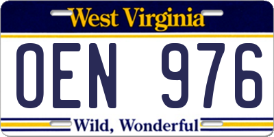 WV license plate OEN976